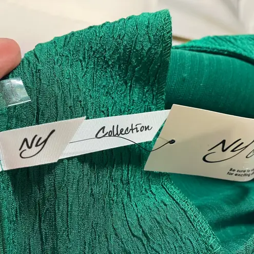 Ny Collection Emerald Green Textured Button Front Jacket Size 14 Career New
