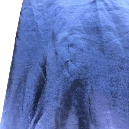 L'Academie Button Up Midi Shirt Dress Shirring Satin Long Sleeve Collar Navy S