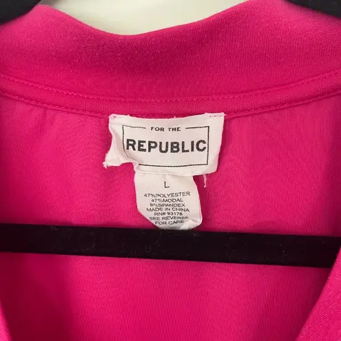FOR THE REPUBLIC For The Republic Magenta V-Neck Long Sleeve Pullover Sweater Women's Size Large