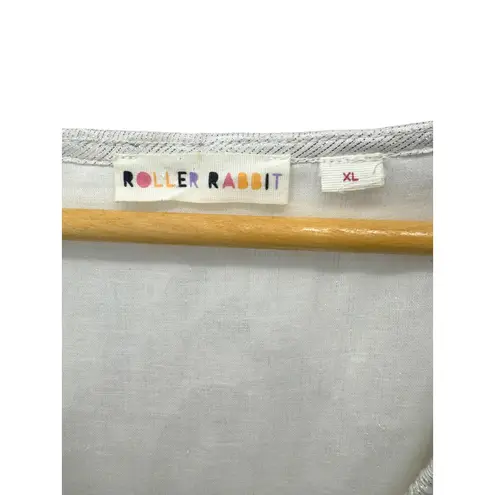 Roller Rabbit Lurex Ondine V-Neck Cap Ruffle Sleeve A-Line Midi Dress Length