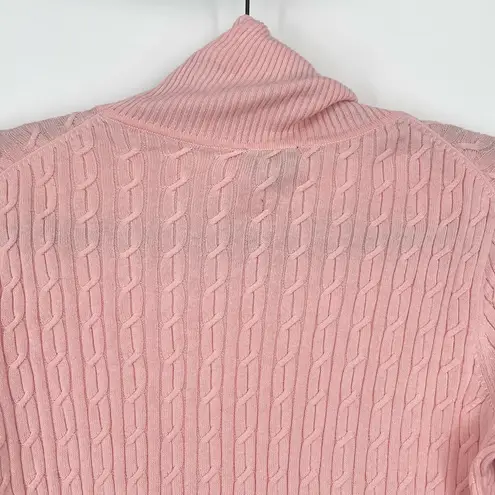 Talbots  Womens Pink Cable Knit Long Sleeve Turtleneck Pima Cotton‎ Sweater Small - Image 6