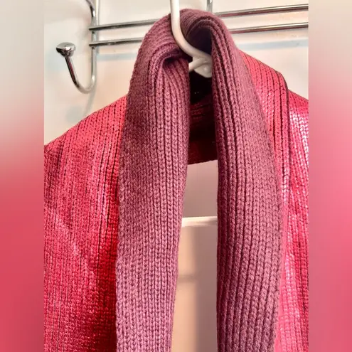 Womens Shimmery Metallic Silver Red Reversible Burgundy Winter Neck Scarf