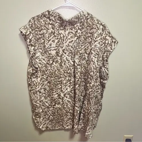 NWT Calvin Klein Jeans Tencel Button Down Collar Sleeveless Summer Snakeskin 2X Brown