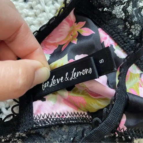 For Love & Lemons  x Victorias Secret Floral Lace Trim Bralette Top Black (Small)