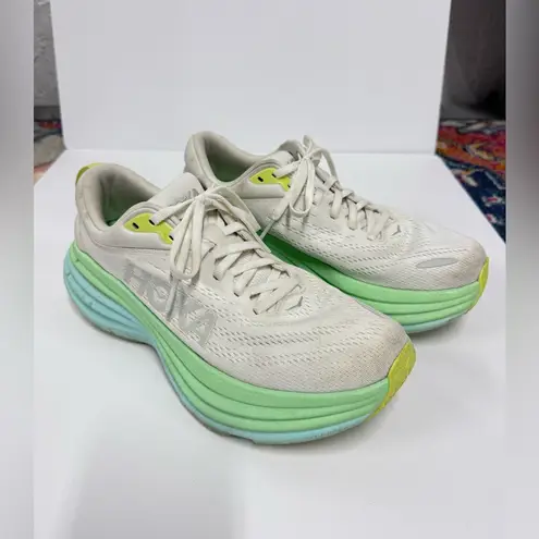 Hoka One One Bondi 8 - Blanc De Blanc - Sunlit Ocean Blue Green Women's Size 7