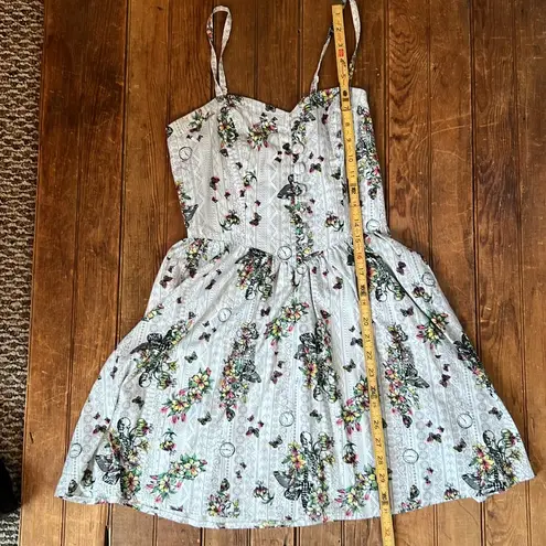 Hell Bunny Women’s Floral skull skeleton Print cotton strappy, mini Dress