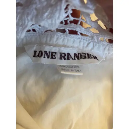 Vintage 1990’s Lone Ranger Paisley Eyelet collared button down dress size medium White