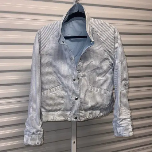 Vintage IZZI Jacket Blue PIN STRIP Women's Size MEDIUM