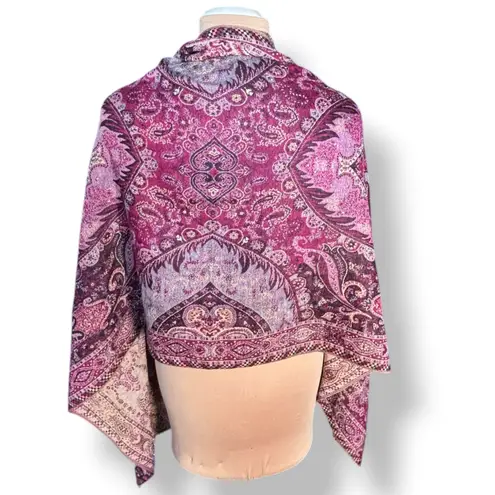 Burgundy Paisley Fringe Shawl Wrap Scarf Boho Bohemian Festival Layering Piece Red