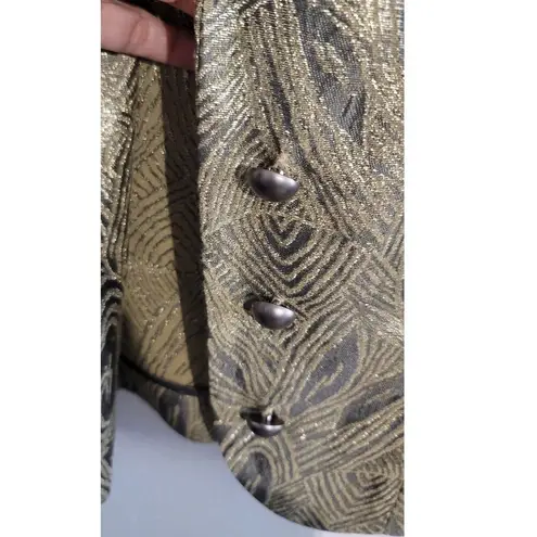 Carmen Marc Valvo Collection Jacquard Cropped Evening Jacket Gold 4