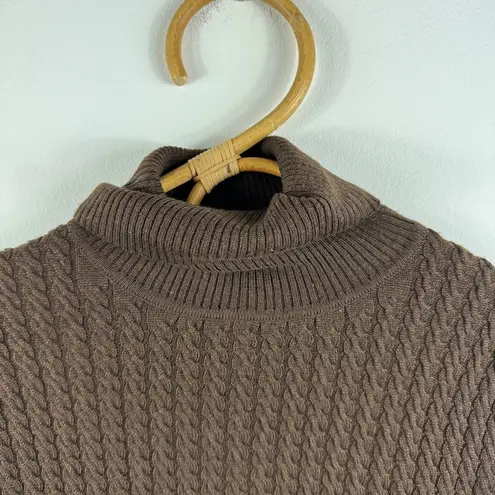 Brooks Brothers cashmere, wool and silk brown cable knit turtleneck sweater