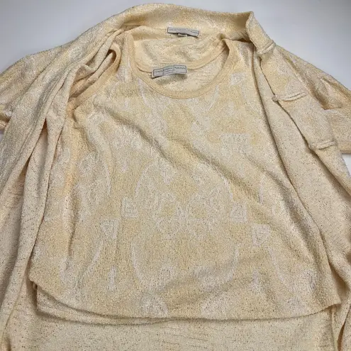 French Rags Buttercream Yellow Asian Pointelle Sweater Twinset Size M Size M