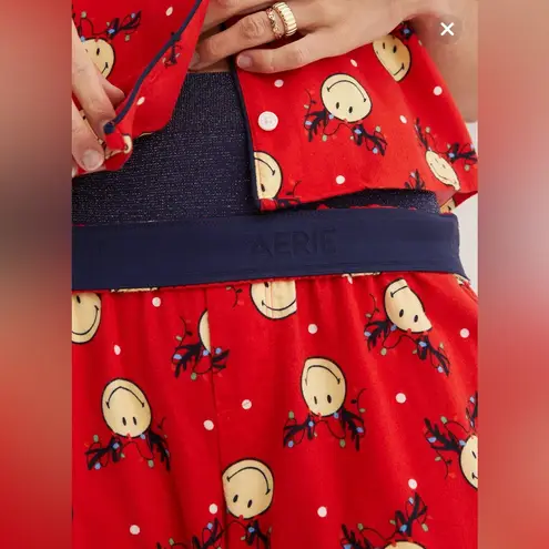 Aerie  Red Holiday Lights Smiley® Flannel Skater Pants & Scrunchie Set - size XL thumbnail 16