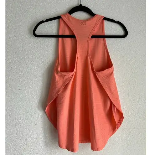 Calia Striped Racerback Side Slit Coral Tank Top Oversized Nylon Spandex Size XS Pink