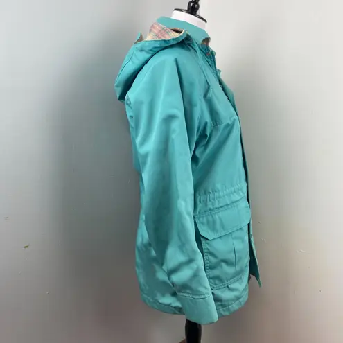 Woolrich Vintage 80's Blue Plaid Lined Winter Parka Field Jacket Hooded Medium