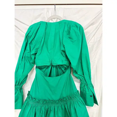 A.L.C. Alexa Long Sleeve Cutout Ruffle Tiered Pleated Cotton-Poplin Mini Dress 00