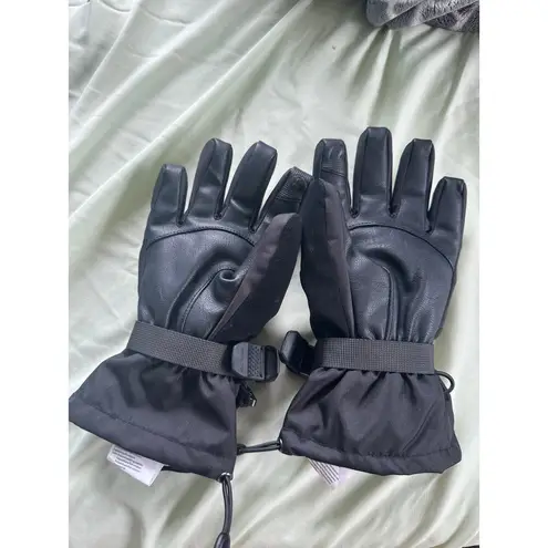 Scott Ultimate Pro Women's Snow Ski Hand Zip Faux Leather Palm Insulated Gloves Black