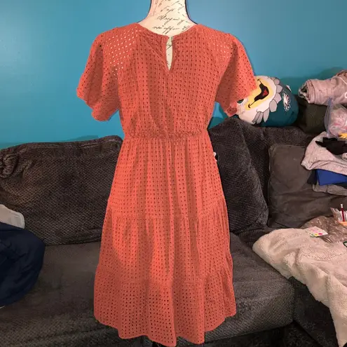 🧜♀️ Ces Femme Eyelet Lace Dress, Medium Orange