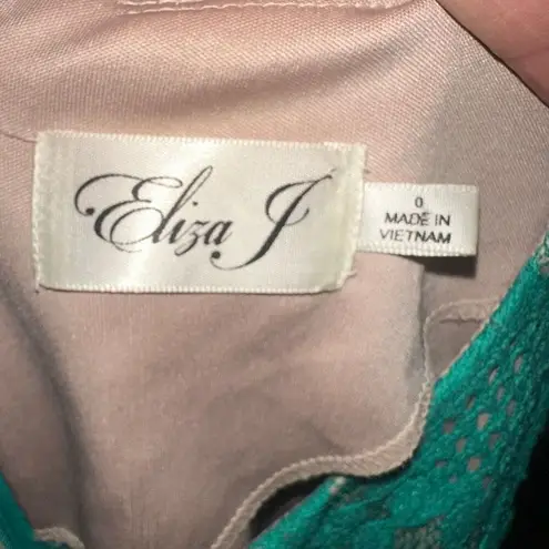 Eliza J  scoop neck green lace sleeveless royalcore 0 dress