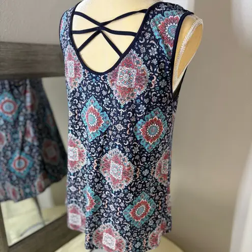 Agenda Blue Medallion Print Tank Top Size M