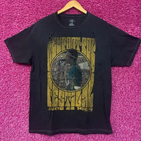 Jimi Hendrix 1969 Newport Pop Festival Distressed Rock Tee M