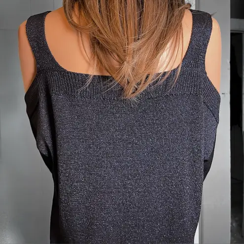 Massimo Dutti . Italian Yarn. Cold Shoulder Sweater. Spain. Blue Marled. Size L