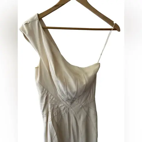 Zac Posen Cream One Shoulder Sheath Cocktail Dress Size 2