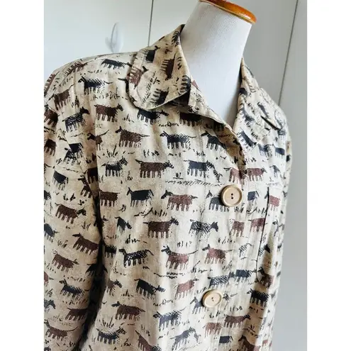 Vintage 90s Western Jacket Medium Neutral Cotton Made in the USA Horse Print