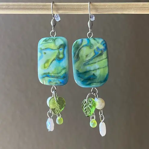 Handmade natural shell & freshwater pearls & Czech glass mix dangle earrings✨