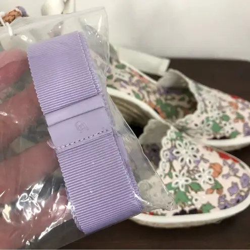 Veronica Beard NEW White Floral Soleil Lace Up Espadrille Wedge Sandals Size 6.5