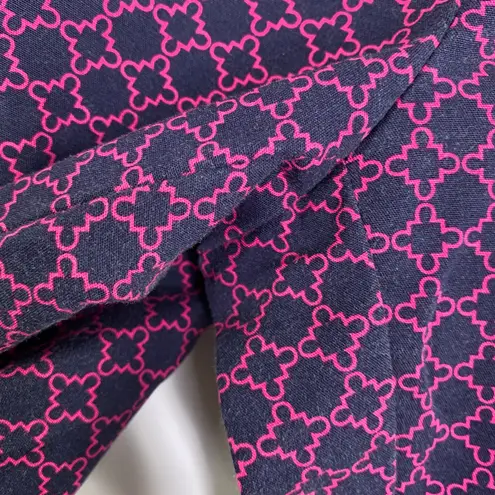 Kenar Navy Blue Pink Printed Cropped Stretch Slim Leg Pants Women's Size 10