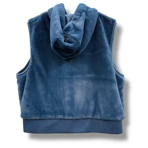 Calia by Carrie Underwood Dark Denim Blue Full Zip Faux Fur Cropped Vest Sz L Size L