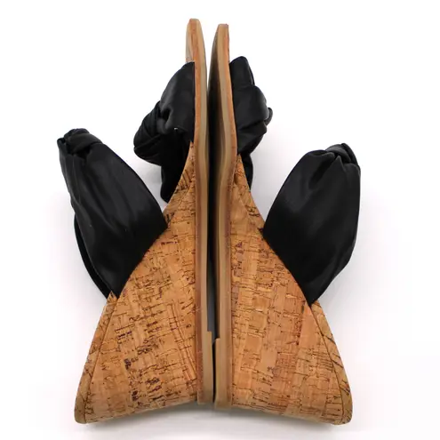 Dolce Vita Womens 9.5 Naji Knotted Cork Wedge Sandal Black Summer Beachy Boho