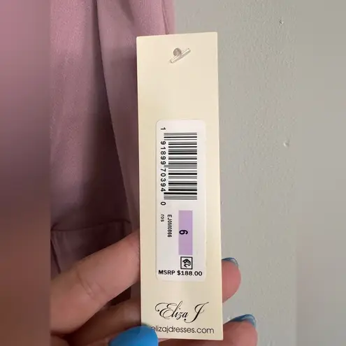 Eliza J Pleated Embellished High-Low Gown rose pink size 6 NWT