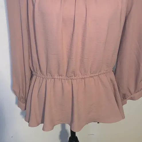 Prologue Blush Long Sleeve Peplum Top Large keyhole