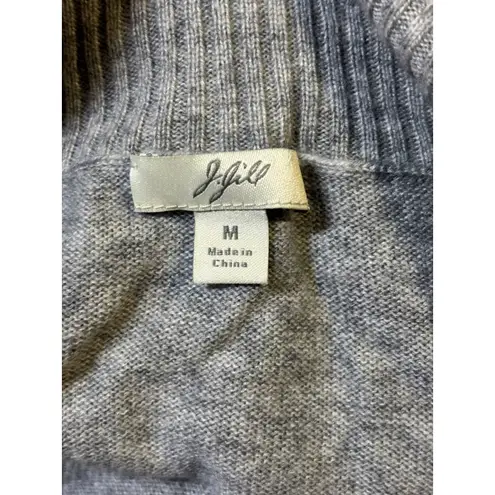 J Jill Light Grey Ribbed Cowl Neck Sweater Women Medium Wool Cashmere Blend Gray