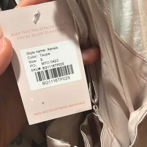 Birdy Grey NWT Kensie One Shoulder Matte Satin Taupe Dress Size S