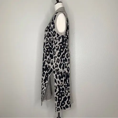 Lane Bryant  Wool Blend Leopard Sleeveless Duster Open Front Long Cardigan