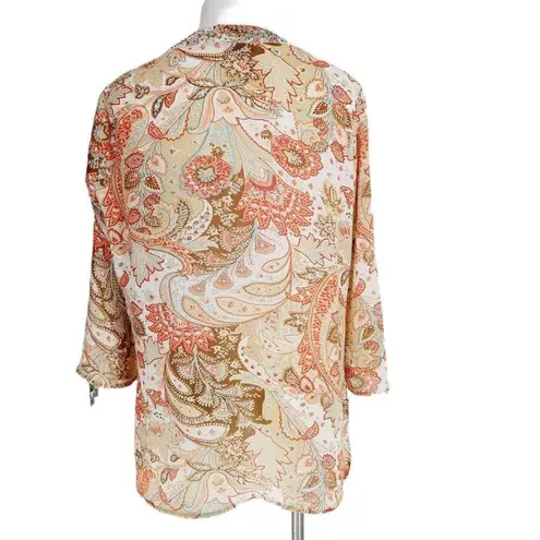 New York & Co. Floral paisley Boho blouse with beading large