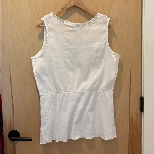 Fresh Produce Tank Sleeveless Cotton Blouse White Ruffle Size XXL
