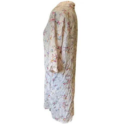 Peppermint Boho Hippie Earthy Outdoor Garden Floral Button Up Casual Midi Dress