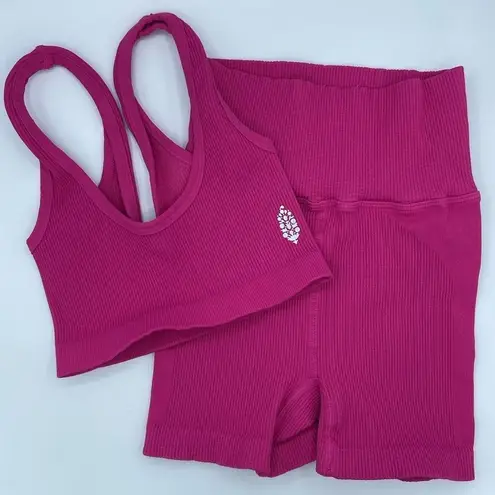 Free People NEW Set!  Movement XS/S Happiness Runs Scoop Neck Sports Bra Berry