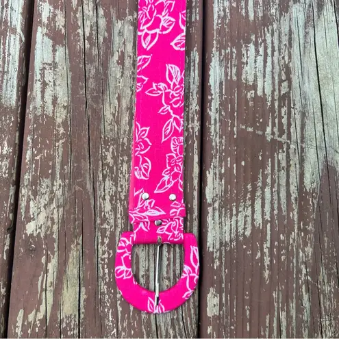 Women’s Coquettecore Feminine Casual Barbiecore Pink Floral 5 Hole Belt|34