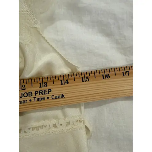 Vanity Fair Vintage Sleeveless Lace Trim Maxi Slip Dress Cream Women's Petite