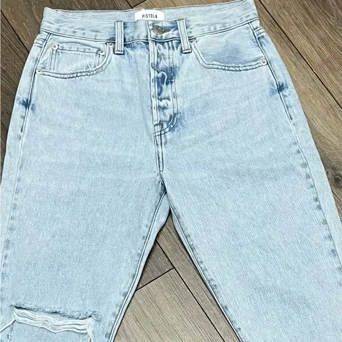 Pistola Presley High Rise Straight Leg Distressed Jeans in Light Wash Size 26