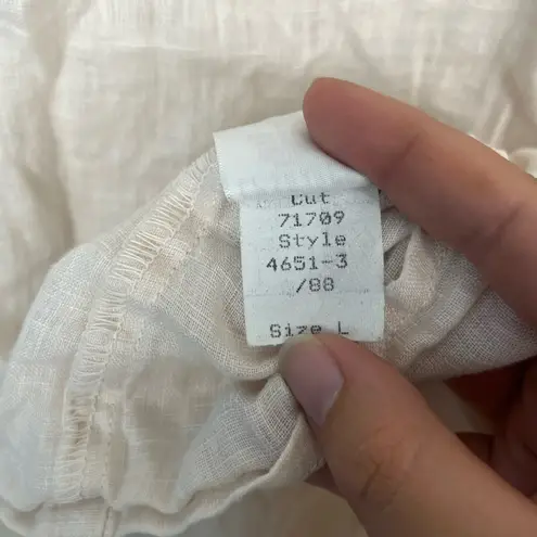 CP Shades cream linen short sleeve tunic top size large