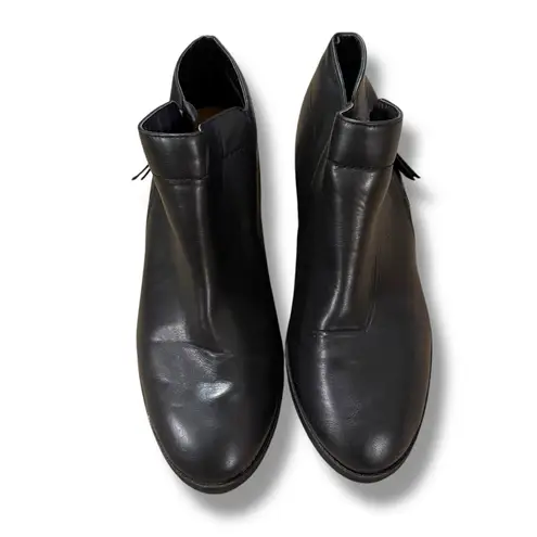 Time and Tru Black Faux Leather Side Zip Memory Foam Ankle Booties Sz 10 W