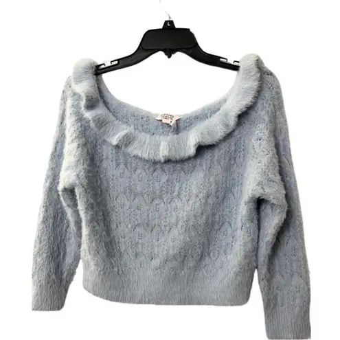 Miss Selfridge Petite Off-the-Shoulder Sweater Light Blue sz 2p