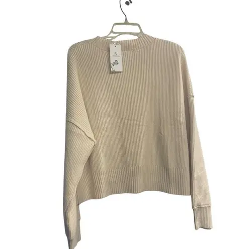 LILLUSORY Women’s Soft Knit Oversized Short Button Down Sweater Cardigan XL TAN