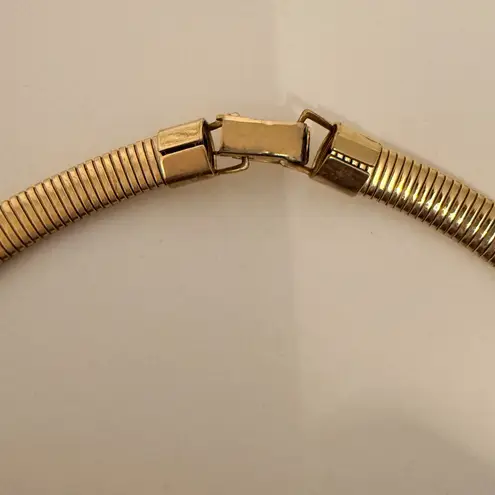 Choker Collar Necklace Gold Tone Abstract Art Inlay Statement Piece